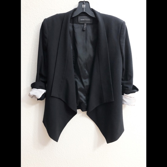 BCBGMaxAzria Abree Open Front Blazer Jacket XXS Black BCBG Designer Fashion - Picture 4 of 6